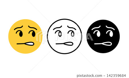Worried nervous face emoji emotion icon set outline silhouette and color vector isolated on white background Worried nervous face emoji emotion icon set outline silhouette and color vector isolated on white background 142359684
