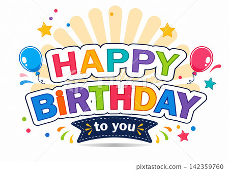 Happy Birthday Typography Greeting Design Happy Birthday Typography Greeting Design 142359760