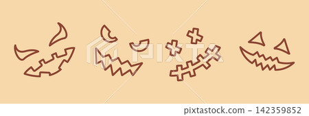 Halloween Pumpkin Faces Line Icon Set. Spooky Jack-O-Lantern Expressions Outline Symbol Collection. Festive Decoration, Scary Faces, Holiday Theme. Editable Stroke. Isolated Vector Illustration Halloween Pumpkin Faces Line Icon Set. Spooky Jack-O-Lantern Expressions Outline Symbol Collection. Festive Decoration, Scary Faces, Holiday Theme. Editable Stroke. Isolated Vector Illustration 142359852