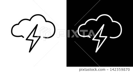 Cloud With Lightning Bolt Line Icon Set. Weather Forecast, Storm Warning, And Thunderstorm Alert Outline Symbol Collection. Climate And Meteorology. Editable Stroke. Isolated Vector Illustration Cloud With Lightning Bolt Line Icon Set. Weather Forecast, Storm Warning, And Thunderstorm Alert Outline Symbol Collection. Climate And Meteorology. Editable Stroke. Isolated Vector Illustration 142359870