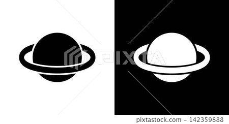 Planet With Rings Solid Icon Set. Astronomy, Space Exploration, And Celestial Body Silhouette Symbol Collection. Cosmic Science. Isolated Vector Illustration 142359888