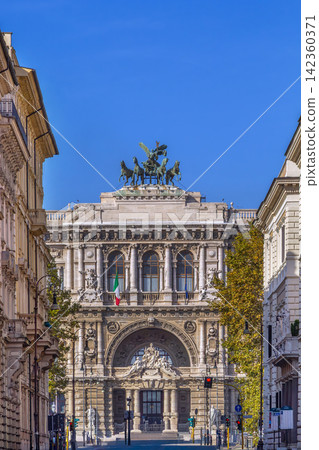 Supreme Court of Cassation in Rome, Italy, street view. Neo-Baroque Palace of Justice, sunny day, clear blue sky Supreme Court of Cassation in Rome, Italy, street view. Neo-Baroque Palace of Justice, sunny day, clear blue sky 142360371
