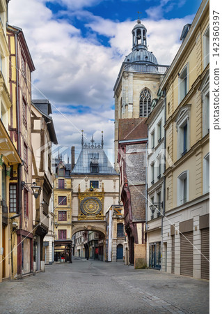 Gros Horloge Street in Rouen, France Gros Horloge Street in Rouen, France 142360397