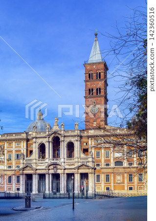 The Basilica di Santa Maria Maggiore is the largest Catholic Marian church in Rome, Italy. View from facade The Basilica di Santa Maria Maggiore is the largest Catholic Marian church in Rome, Italy. View from facade 142360516