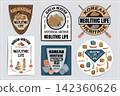 Korean Prehistoric Neolithic Emblem Vector Illustration Set 142360626