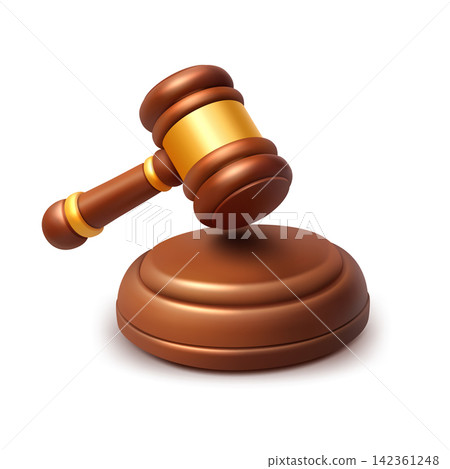 3D Gavel and Sounding Block Clay Style Icon, Vector Illustration 3D Gavel and Sounding Block Clay Style Icon, Vector Illustration 142361248