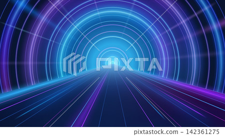 Futuristic Neon Tunnel Perspective Background, Vector Illustration Futuristic Neon Tunnel Perspective Background, Vector Illustration 142361275