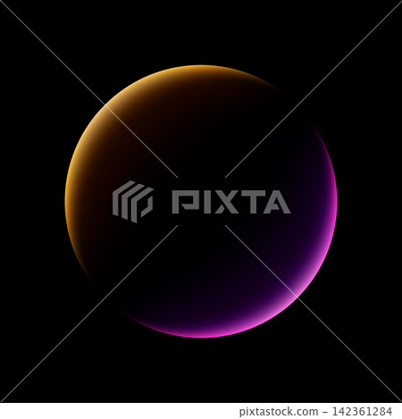 Abstract Dark Sphere with Glowing Purple and Orange Rim Light, Vector Illustration Abstract Dark Sphere with Glowing Purple and Orange Rim Light, Vector Illustration 142361284