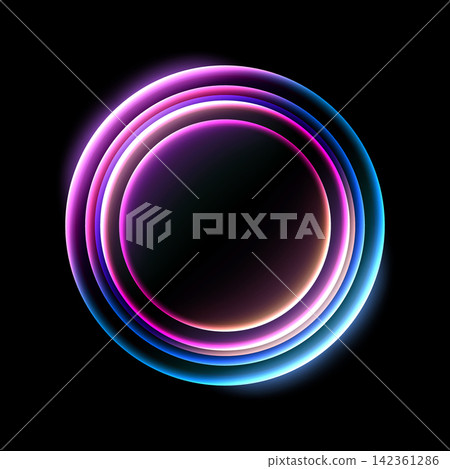 Abstract Glowing Neon Circular Rings Background, Vector Illustration Abstract Glowing Neon Circular Rings Background, Vector Illustration 142361286