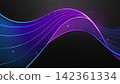 Abstract Neon Wavy Lines with Glowing Particles on Dark Background, Vector Illustration 142361334