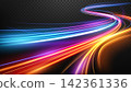 Dynamic Wavy Neon Light Trails, Vector Illustration 142361336
