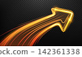Glowing Golden Light Arrow with Speed Trails, Vector Illustration 142361338