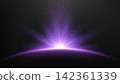 Purple Light Ray Effect with Sparkles on Transparent Background, Vector Illustration 142361339