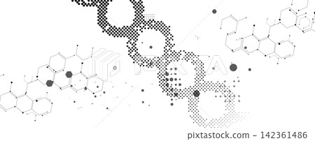 Halftone DNA helix and strands structure, connected neural web. Science and technology Halftone DNA helix and strands structure, connected neural web. Science and technology 142361486