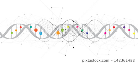 Halftone DNA helix and strands structure, connected neural web. Science and technology Halftone DNA helix and strands structure, connected neural web. Science and technology 142361488