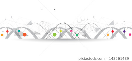 Halftone DNA helix and strands structure, connected neural web. Science and technology Halftone DNA helix and strands structure, connected neural web. Science and technology 142361489