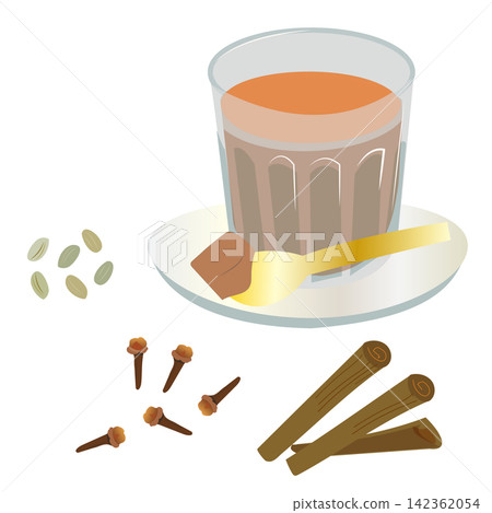 瑪薩拉奶茶與香料(肉桂、丁香、荳蔻) 瑪薩拉奶茶與香料(肉桂、丁香、荳蔻) 142362054