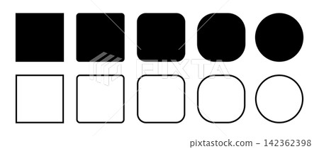 Progression of shapes transforming from square to circle Progression of shapes transforming from square to circle 142362398