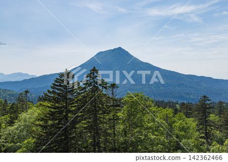 從日本北海道釧路市二學台眺望奧坎山 142362466