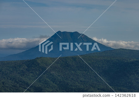 Mount Oakan and the surrounding mountain range as seen from the Tsubetsu Pass Observation Facility in Tsubetsu Town, Hokkaido, Japan. Mount Oakan and the surrounding mountain range as seen from the Tsubetsu Pass Observation Facility in Tsubetsu Town, Hokkaido, Japan. 142362618