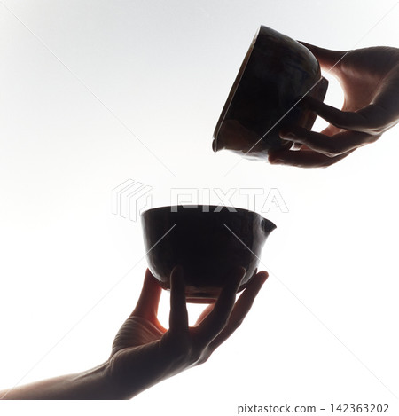 Tea bowl ceramic on white background. Tea bowl ceramic on white background. 142363202