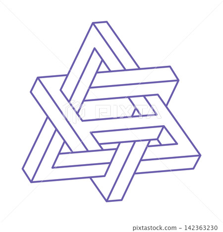Logo. Impossible shape, optical illusion, vector. Optical art objects. Geometric figures. Line art. Logo. Impossible shape, optical illusion, vector. Optical art objects. Geometric figures. Line art. 142363230