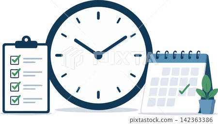 Vsai managing time and planning tasks with clock and calendar Vsai managing time and planning tasks with clock and calendar 142363386