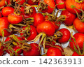 Raw Ripe Orange Rosehip Berries. 142363913