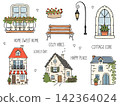 Hand drawn european town houses elements set 142364024