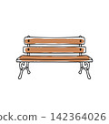 Hand drawing wooden garden park bench 142364026
