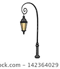 Vintage street lamp illuminating street at night 142364029