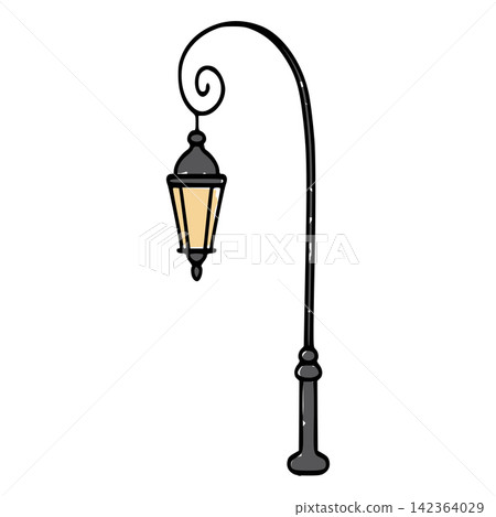 Vintage street lamp illuminating street at night Vintage street lamp illuminating street at night 142364029