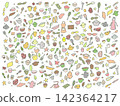 水果與廚房用具結合的圖案。 142364217