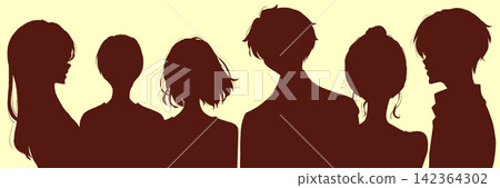 六名男女的剪影 六名男女的剪影 142364302