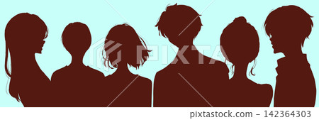 六名男女的剪影 六名男女的剪影 142364303