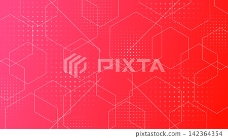 Hexagon and dot gradient technology background, red, landscape orientation, 16:9 aspect ratio. Hexagon and dot gradient technology background, red, landscape orientation, 16:9 aspect ratio. 142364354