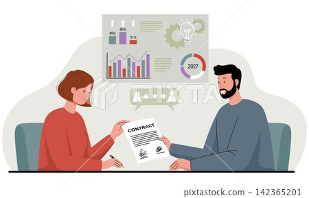 Business Contract Agreement Partnership Deal Illustration 142365201