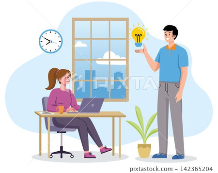 Creative Idea Brainstorming Teamwork Office Illustration Creative Idea Brainstorming Teamwork Office Illustration 142365204