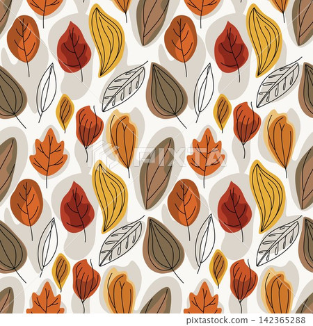Autumn Leaves Seamless Pattern Background Design Autumn Leaves Seamless Pattern Background Design 142365288