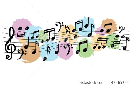 Music Notes Watercolor Illustration Background Music Notes Watercolor Illustration Background 142365294