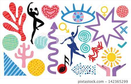 Abstract Modern Shapes and Symbols Illustration Set 142365299