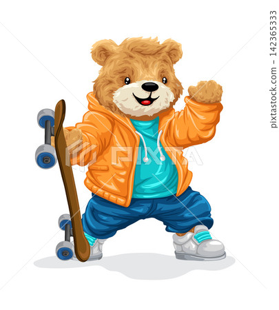 Cute Teddy Bear Street Style Skateboard Character 142365333