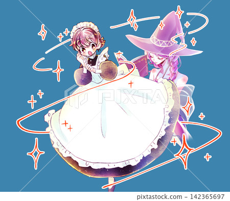 The wizard casts a spell on the maid. The wizard casts a spell on the maid. 142365697