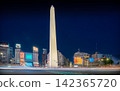 Buenos Aires Obelisk Blue Hour Traffic Light Trails 142365720