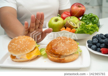 Junk food no good health eating for diet. Junk food no good health eating for diet. 142365781