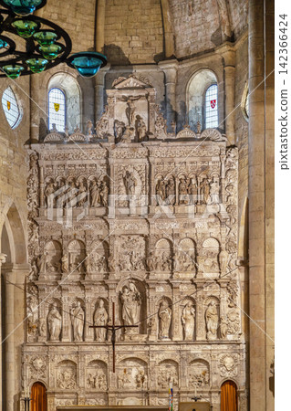 Main altar inside the church of Poblet Monastery, Catalonia, Spain. Soft indoor light, historic Renaissance style Main altar inside the church of Poblet Monastery, Catalonia, Spain. Soft indoor light, historic Renaissance style 142366424