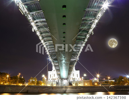 Christ the Savior Cathedral and Patriarshy Bridge (Night view) with the super moon, Moscow, Russia Christ the Savior Cathedral and Patriarshy Bridge (Night view) with the super moon, Moscow, Russia 142367398