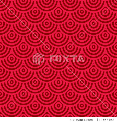 Seamless red pattern with concentric semi circle scale design seamless background abstract geometric decorative wallpaper concentric Seamless red pattern with concentric semi circle scale design seamless background abstract geometric decorative wallpaper concentric 142367568
