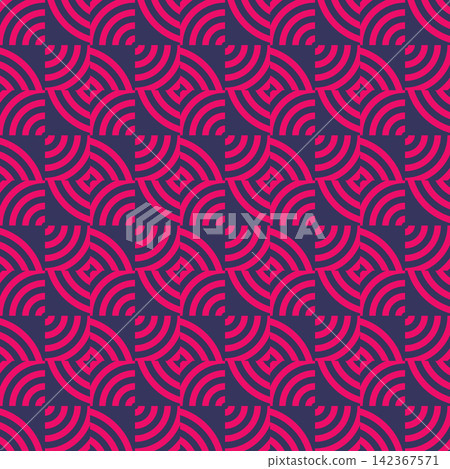 Dark navy blue and magenta seamless vector pattern with curved geometric arches seamless background abstract geometric repeating Dark navy blue and magenta seamless vector pattern with curved geometric arches seamless background abstract geometric repeating 142367571