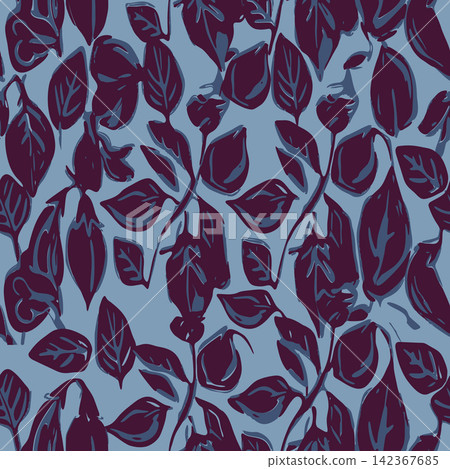 Seamless botanical pattern of Colutea arborescens bladder senna leaves and flowers with artistic brush strokes for textile and wallpaper. Seamless botanical pattern of Colutea arborescens bladder senna leaves and flowers with artistic brush strokes for textile and wallpaper. 142367685